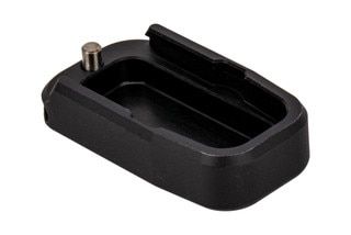 The Taran Tactical G43 magazine extension +1 features a black anodized finish